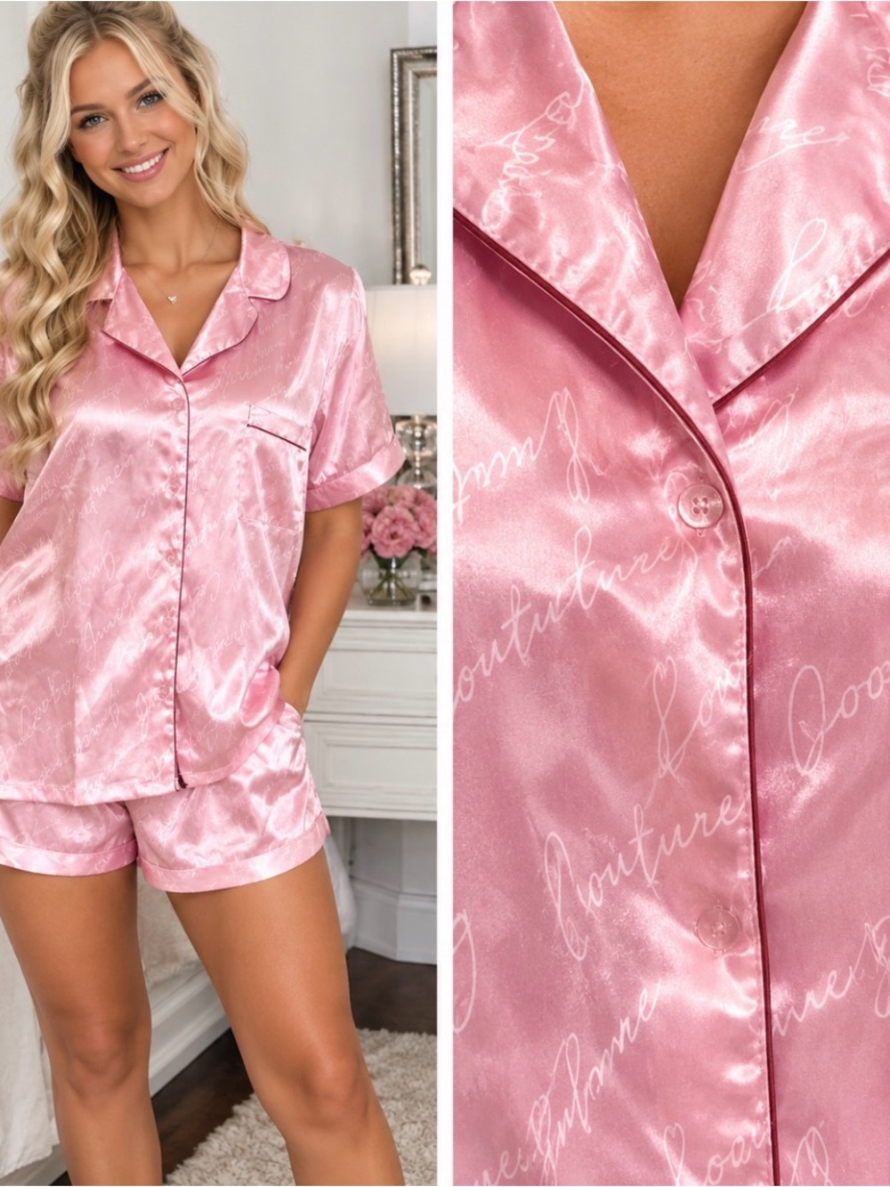 Juicy Couture Pink Pajama Short And Top Set
